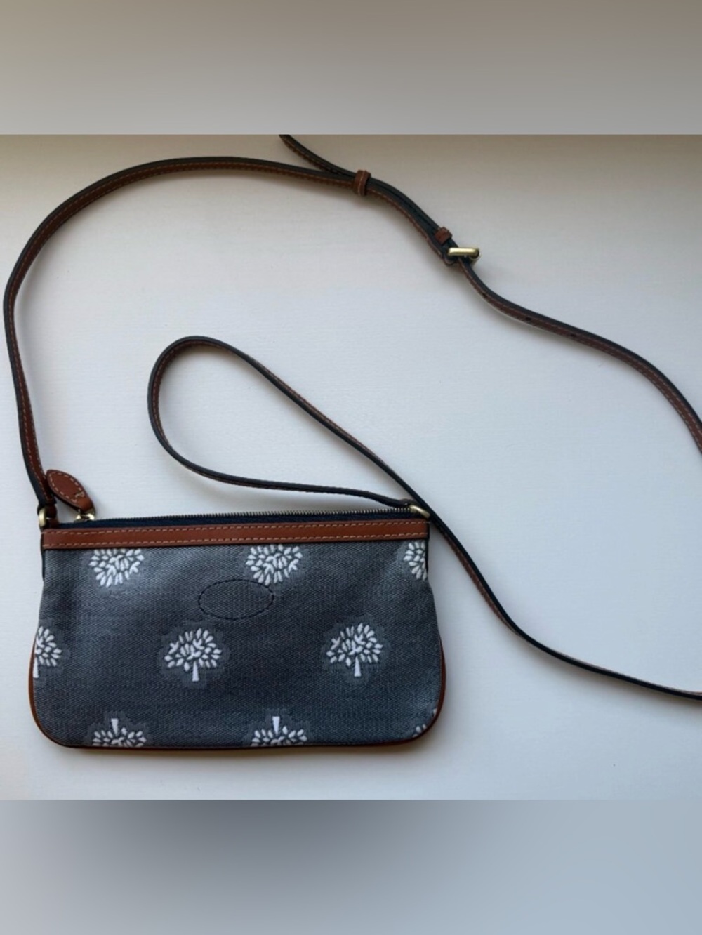 Mulberry Gray Canvas and Brown Leather Crossbody Bag with Brass Padlock - Picture 4 of 7